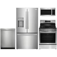 4 Piece Stainless Steel Gallery Package with Standard Depth French Door Refrigerator and Electric Range