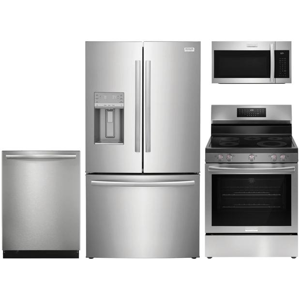4 Piece Stainless Steel Gallery Package with Standard Depth French Door Refrigerator and Electric Range - 2410GFS4AF