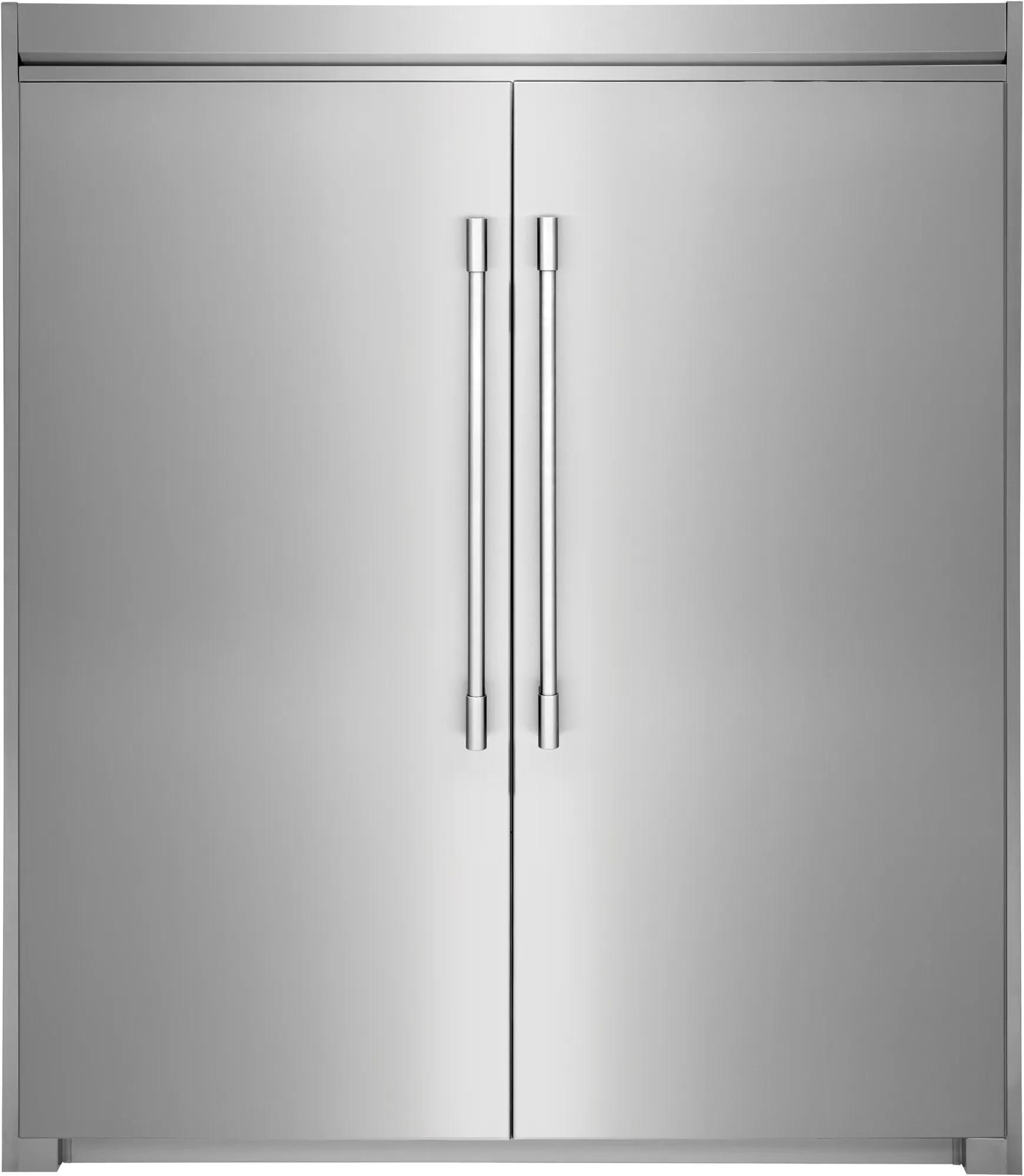 Stainless Steel Side-by-Side Column Refrigerator and Freezer Set with Flat Trim Kit
