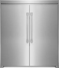 Stainless Steel Side-by-Side Column Refrigerator and Freezer Set with Flat Trim Kit