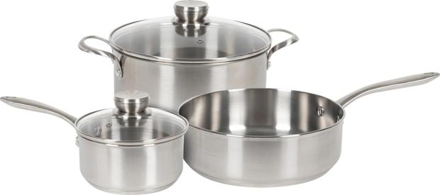 ReadyCook™ 5 Piece Cookware Set Stainless Steel-11FFSPAN02