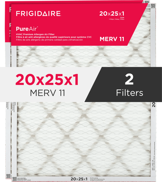 PureAir®  20" x 25" x 1" MERV 11 Premium Allergen Air Filter - 2 Pack - HVAC2025112