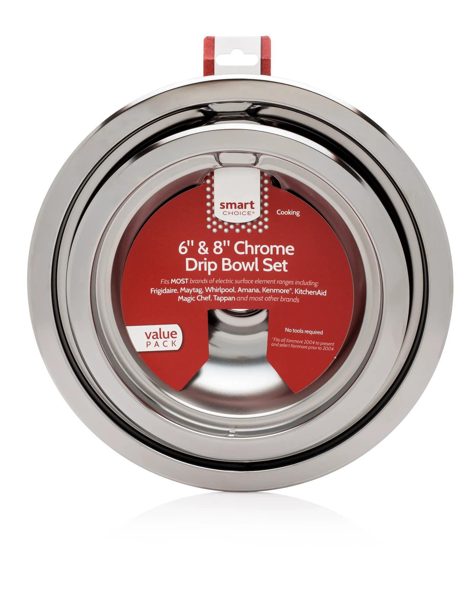 6" and 8" Chrome Drip Bowl Set, Fits Most