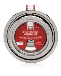 6" and 8" Chrome Drip Bowl Set, Fits Most