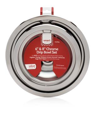 6" and 8" Chrome Drip Bowl Set, Fits Most