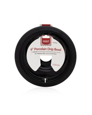 6" Black Porcelain Drip Bowl, Fits Specific