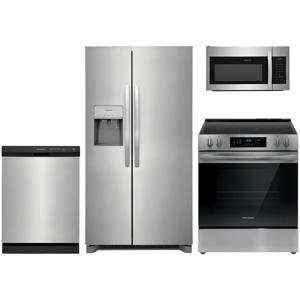 4-pc. Stainless Package with Side-by-Side Refrigerator & Electric Range