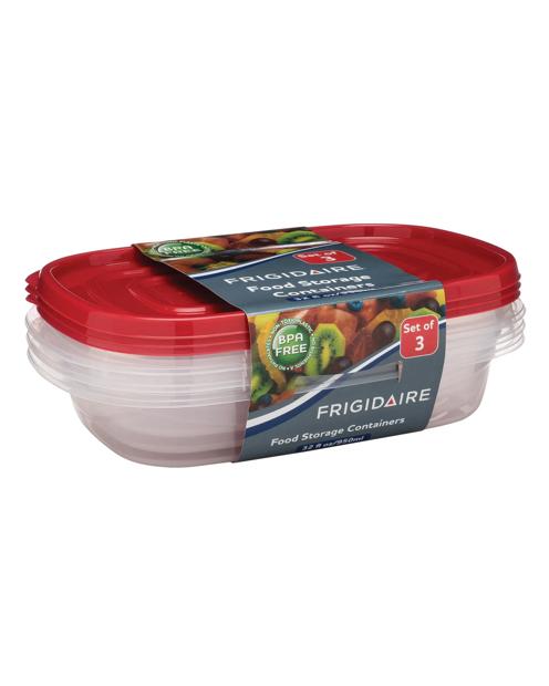 Frigidaire 3-Pack 32oz Plastic Rectangular Storage Container