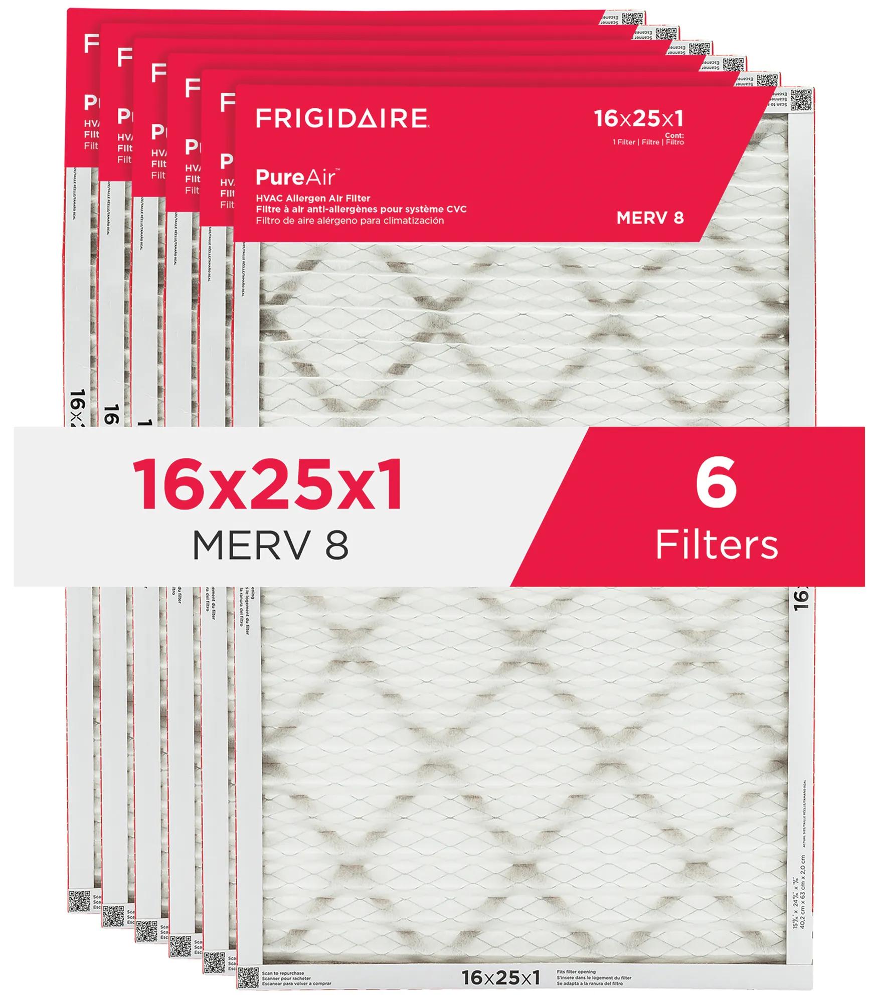 PureAir®   16" x 25" x 1" MERV 8 Allergen Air Filter - 6 Pack