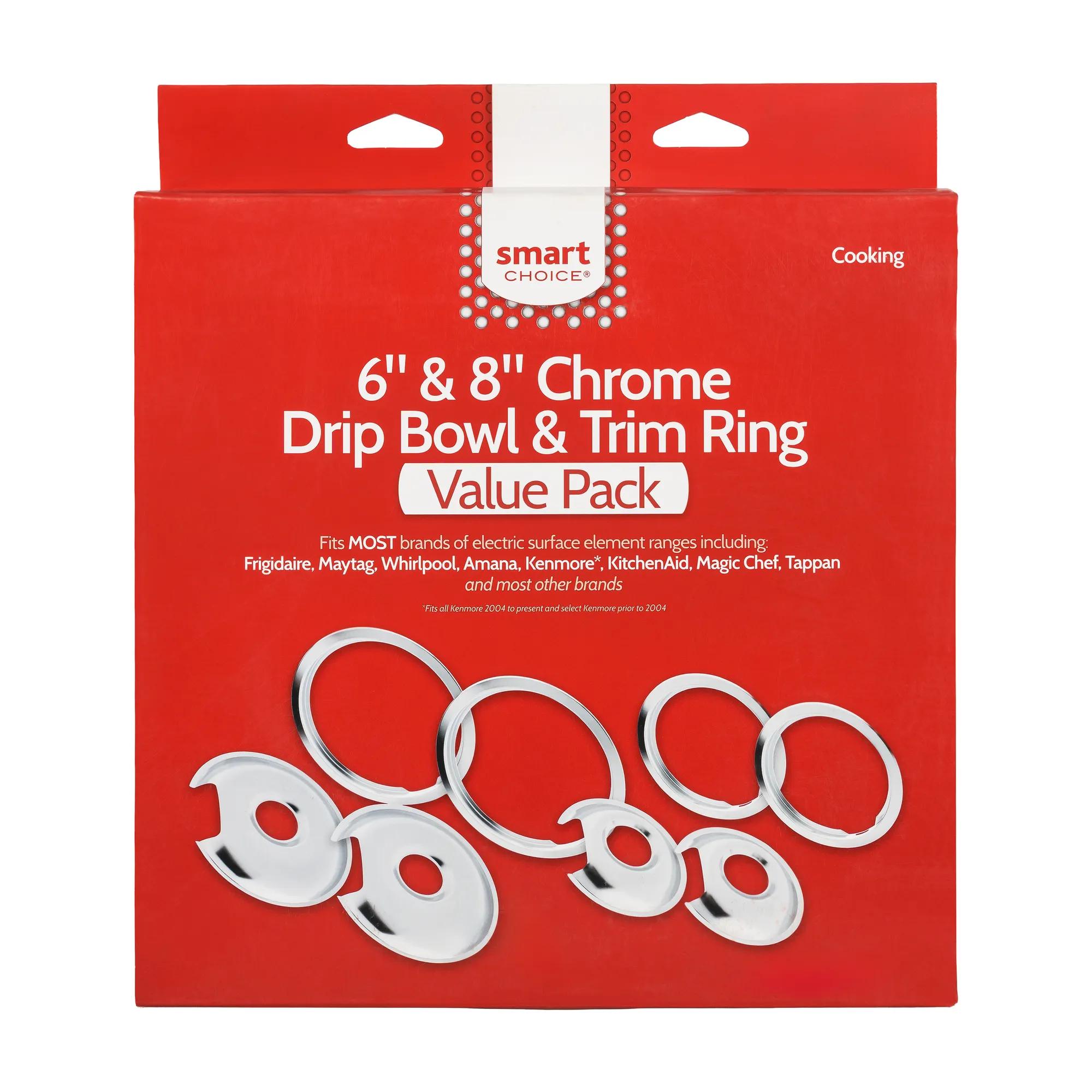 Universal Range 6" Drip Pan and Trim Ring Set, Chrome