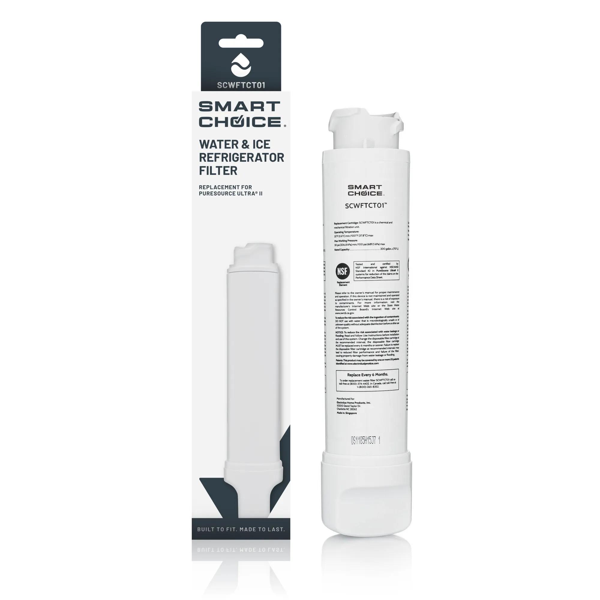 Refrigerator Water & Ice Filter, Genuine Replacement for Frigidaire EPTWFU01 & EWF02 - SCWFTCTO1