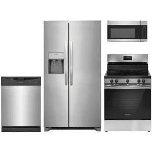 4-pc. Stainless Package with Standard Depth Side-by-Side Refrigerator & Electric Range