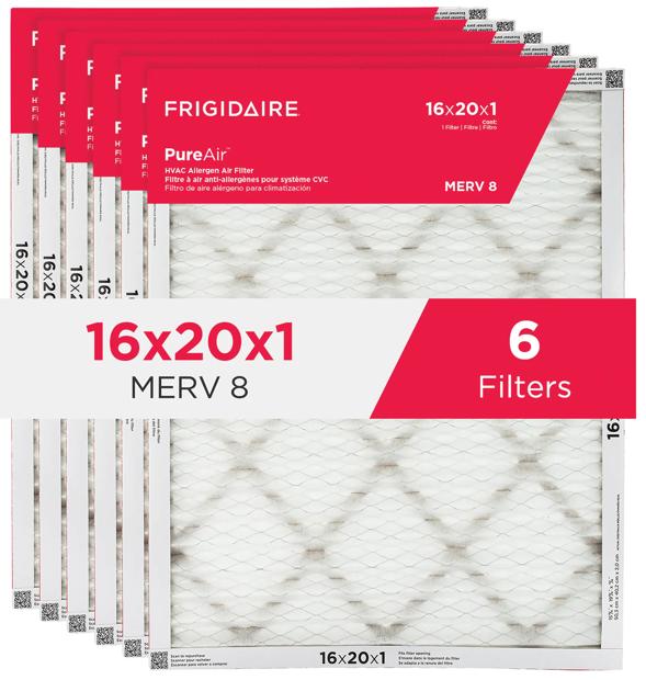 PureAir®  16" x 20" x 1" MERV 8 Allergen Air Filter - 6 Pack  - HVAC162086