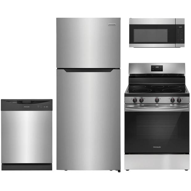 4 Piece Stainless Steel Package with Top Freezer Refrigerator and Electric Range - 2410FFS4AS