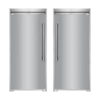 Stainless Steel Stand-Alone Column Refrigerator and Freezer Set with Single Flat Trim Kits