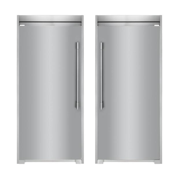 Stainless Steel Stand-Alone Column Refrigerator and Freezer Set with Single Flat Trim Kits - 2311P2SDST