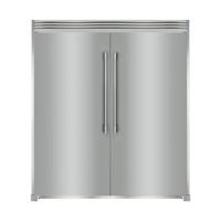 Stainless Steel Side-by-Side Column Refrigerator and Freezer Set with Louvered Trim Kit