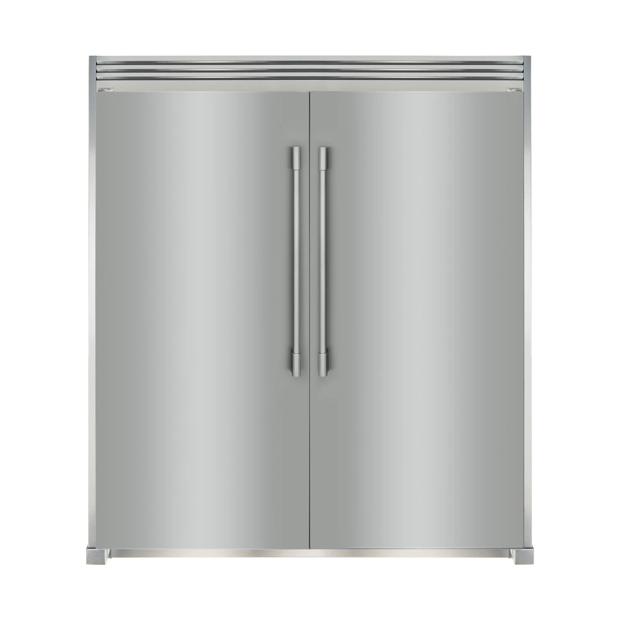 Stainless Steel Side-by-Side Column Refrigerator and Freezer Set with Louvered Trim Kit - 2506P2SDLT