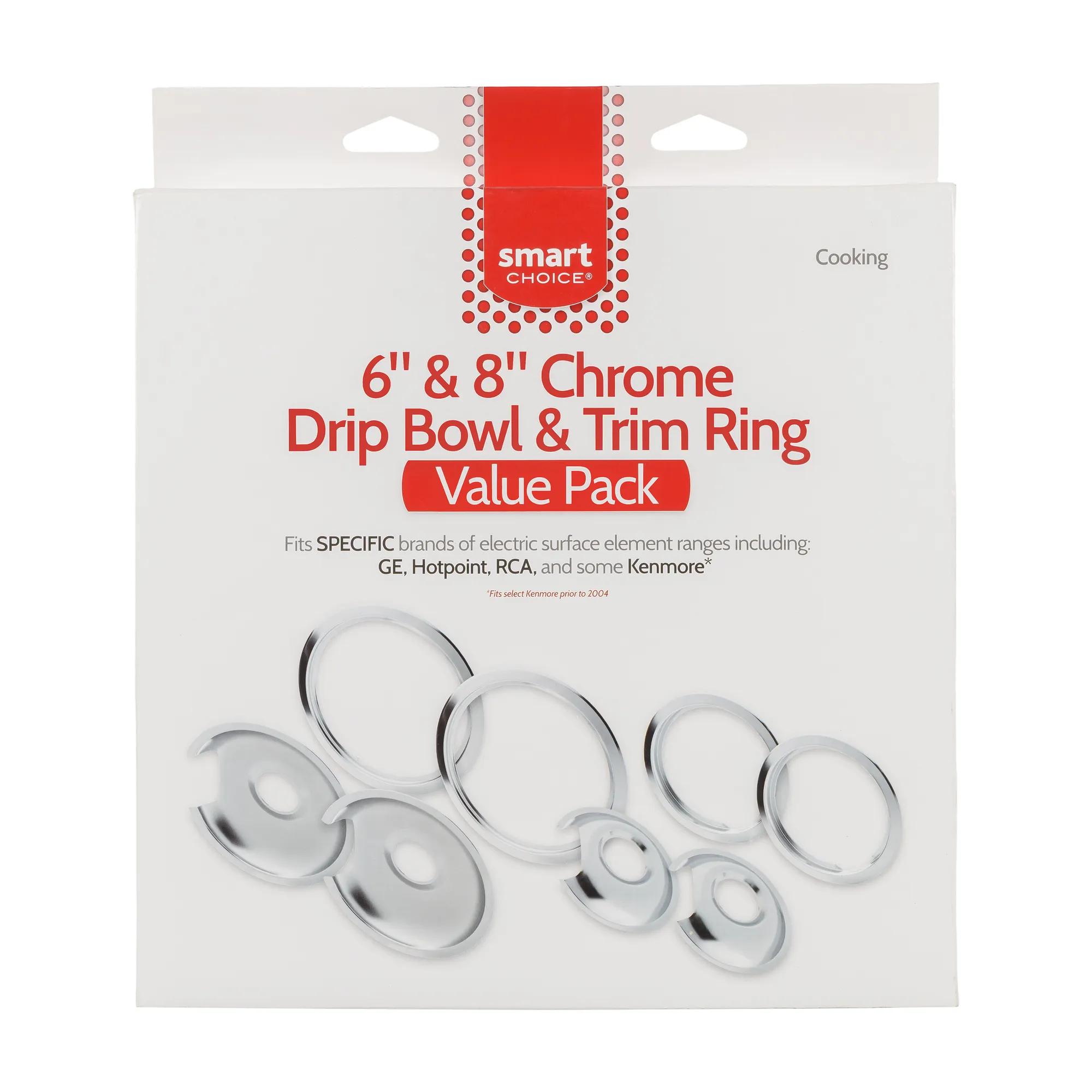 Universal Range 6" Drip Pan and Trim Ring Set, Chrome