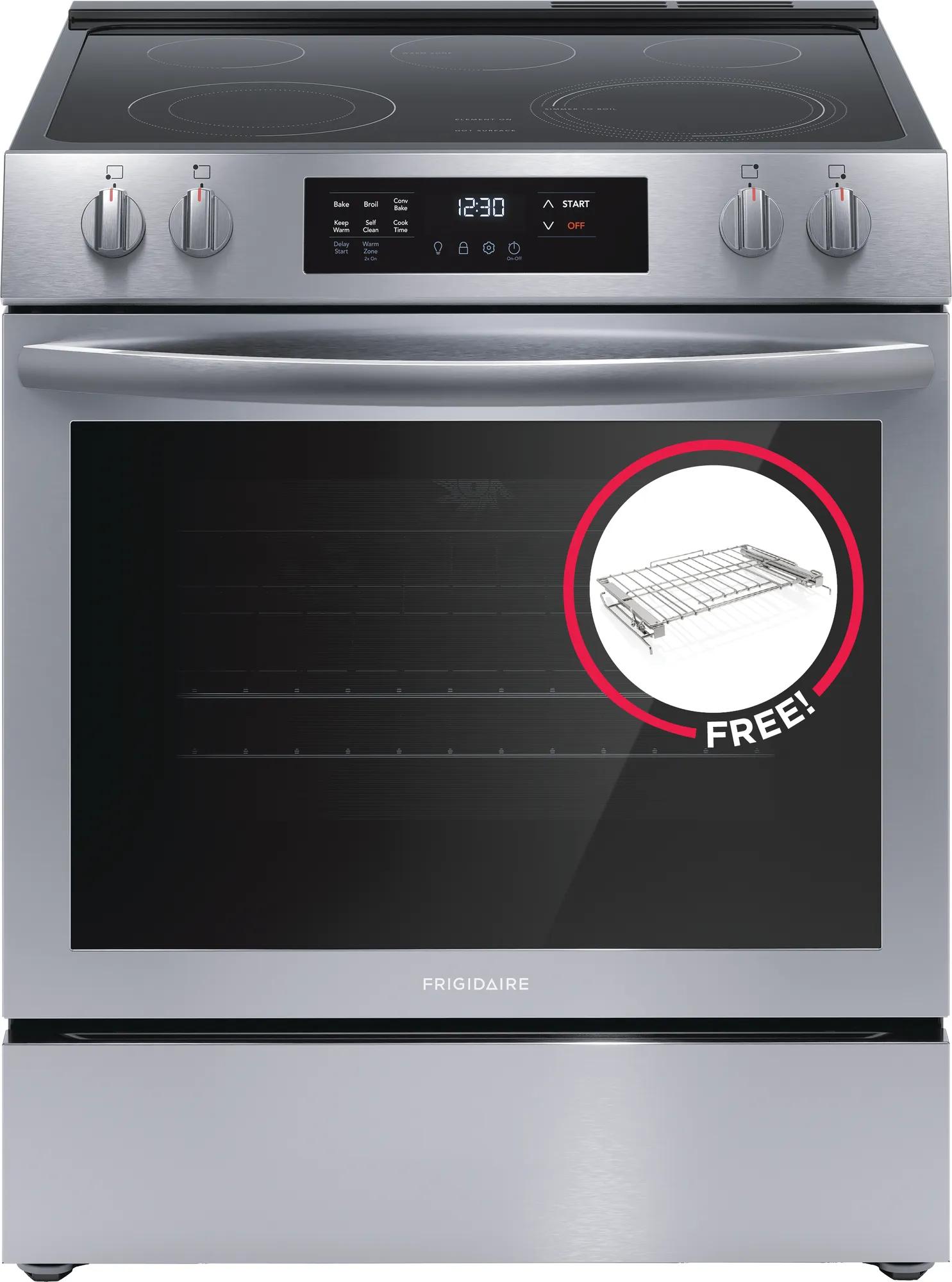 30" Front Control Electric Range, Includes Free Glide Rack