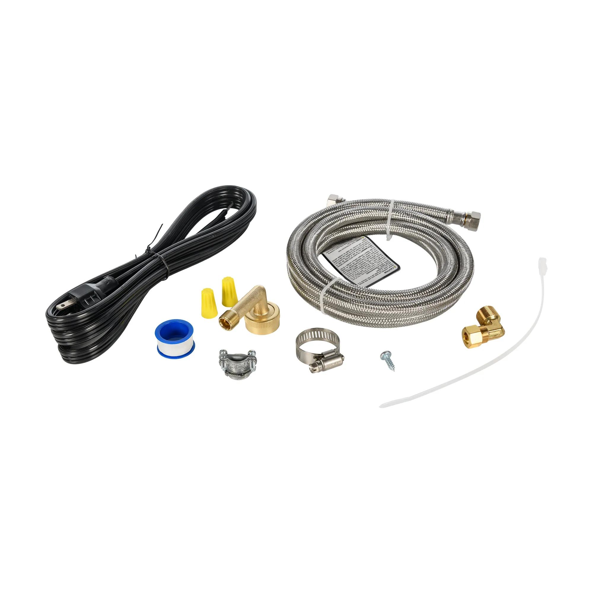Dishwasher Water Line Kit that Includes a 6' Stainless Steel Braided Water Line, a 3/4" Garden Hose Elbow, Power Cord and Hardware - 5304503928