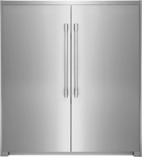 Stainless Steel Side-by-Side Column Refrigerator and Freezer Set with Flat Trim Kit