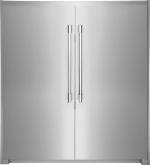 Stainless Steel Side-by-Side Column Refrigerator and Freezer Set with Flat Trim Kit