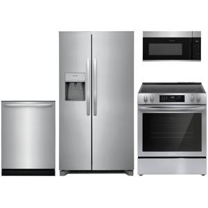 4-pc. Stainless Package with Standard-Depth Side-by-Side Refrigerator & Electric Range