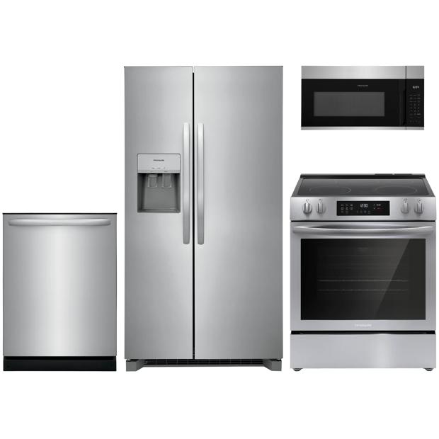 4 Piece Stainless Steel Package with Standard-Depth Side-by-Side Refrigerator and Electric Range - 2311FFS4PS