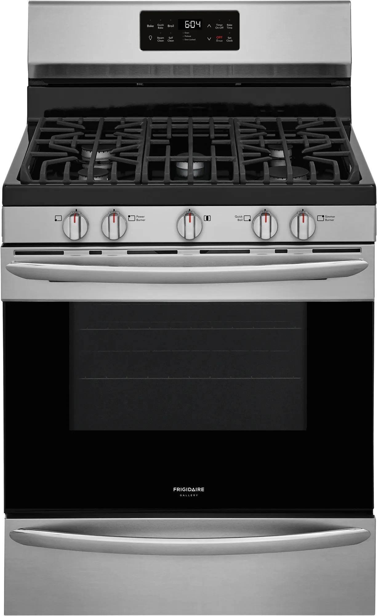 30" Freestanding Gas Range with Steam Clean