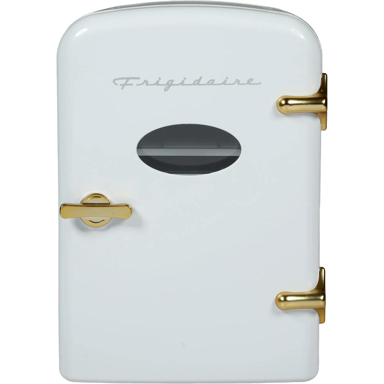 Frigidaire - 9-Can Retro Mini Fridge Cooler - White and Gold