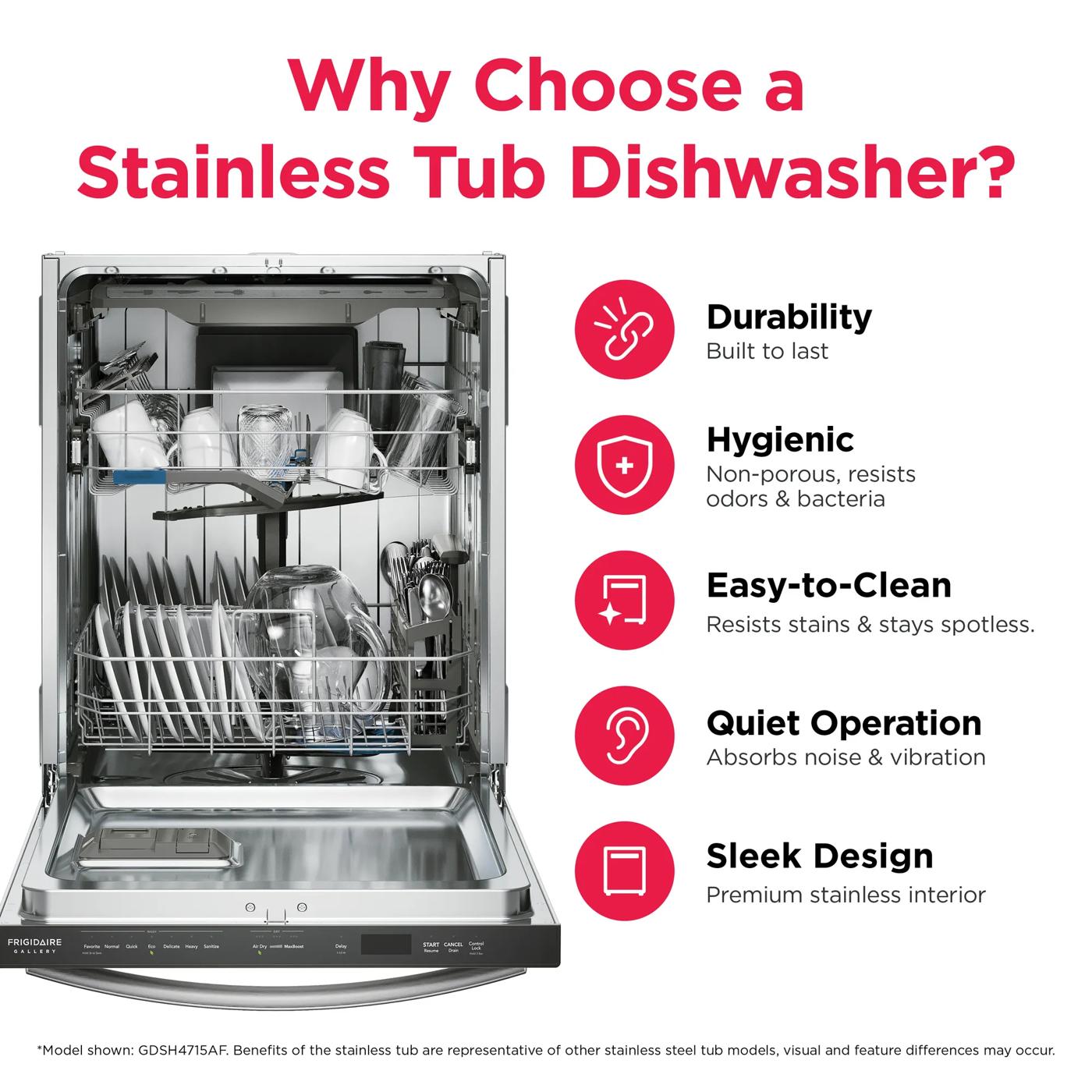 24" Stainless Steel Tub Built-In Dishwasher with CleanBoost™ Stainless Steel-GDSP4715AF