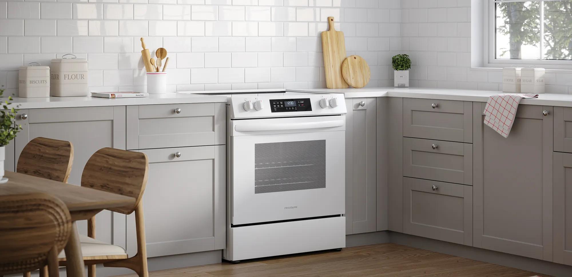30" Front Control Electric Range White-FCFE306CAW