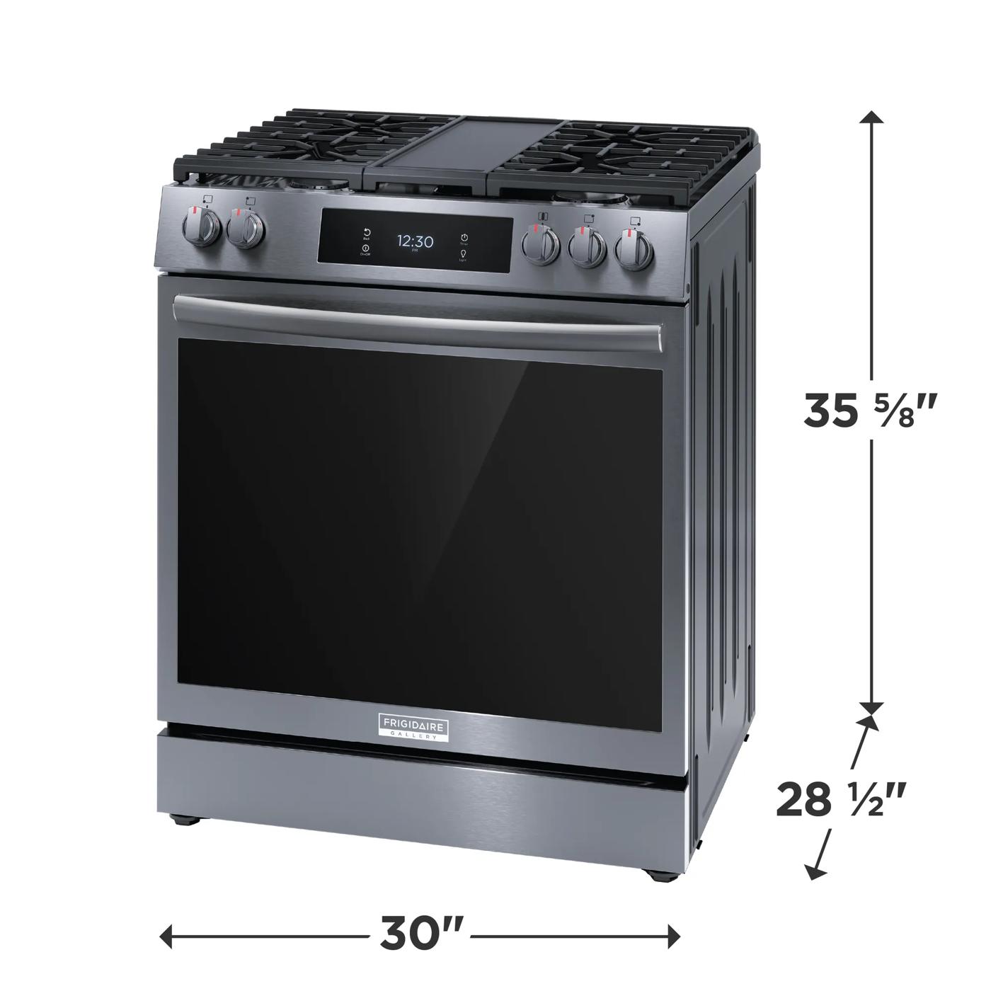 Cuisinière à gaz à commande frontale de 30 po avec convection totale Acier inoxydable noir-GCFG3060BD