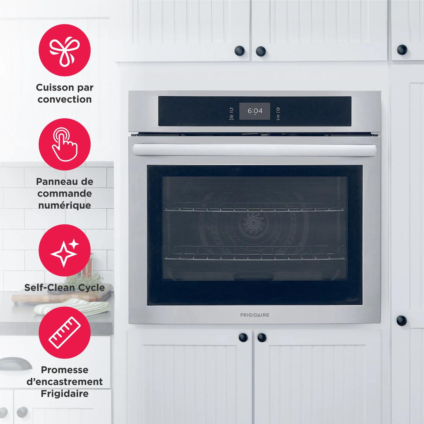 Four mural électrique simple de 76 cm (30 po) avec convection par ventilateur Acier inoxydable-FCWS3027AS