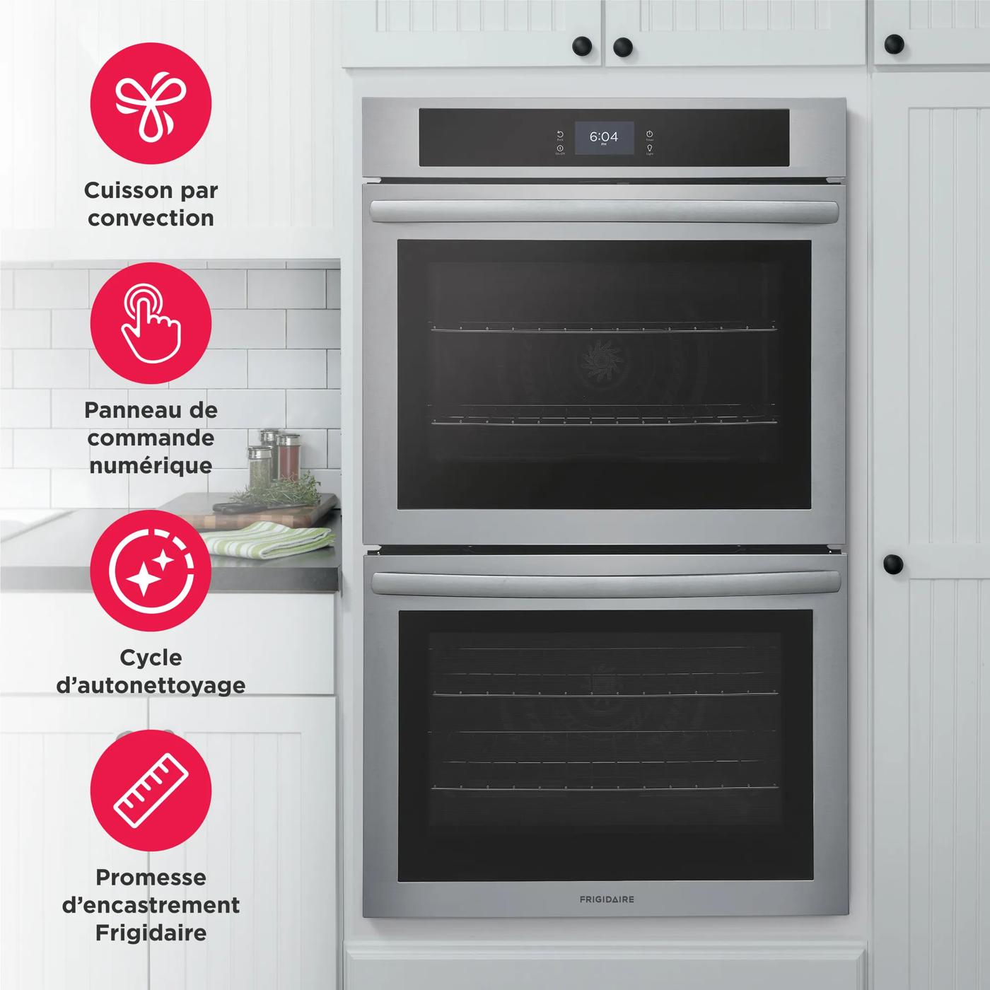 Four mural électrique double de 76 cm (30 po) avec convection par ventilateur Acier inoxydable-FCWD3027AS