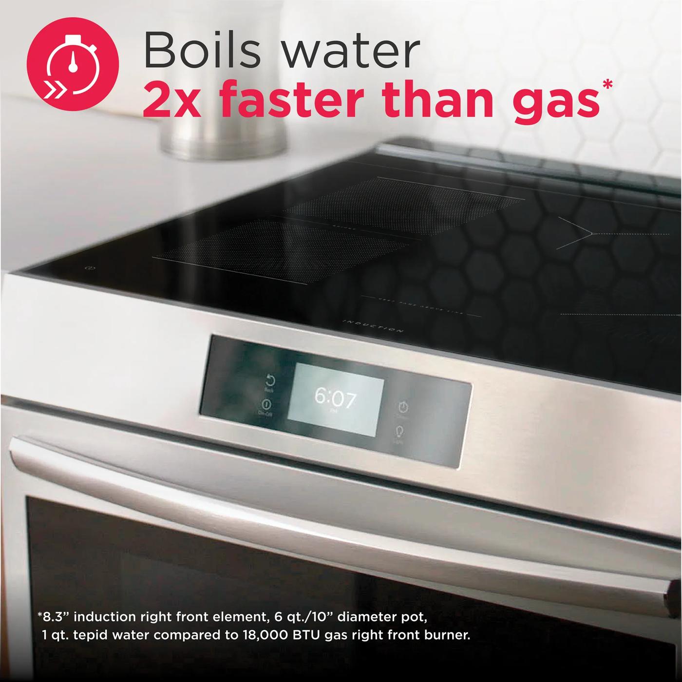 30" Front Control Induction Range with Stone-Baked Pizza Stainless Steel-GCFI307CBF