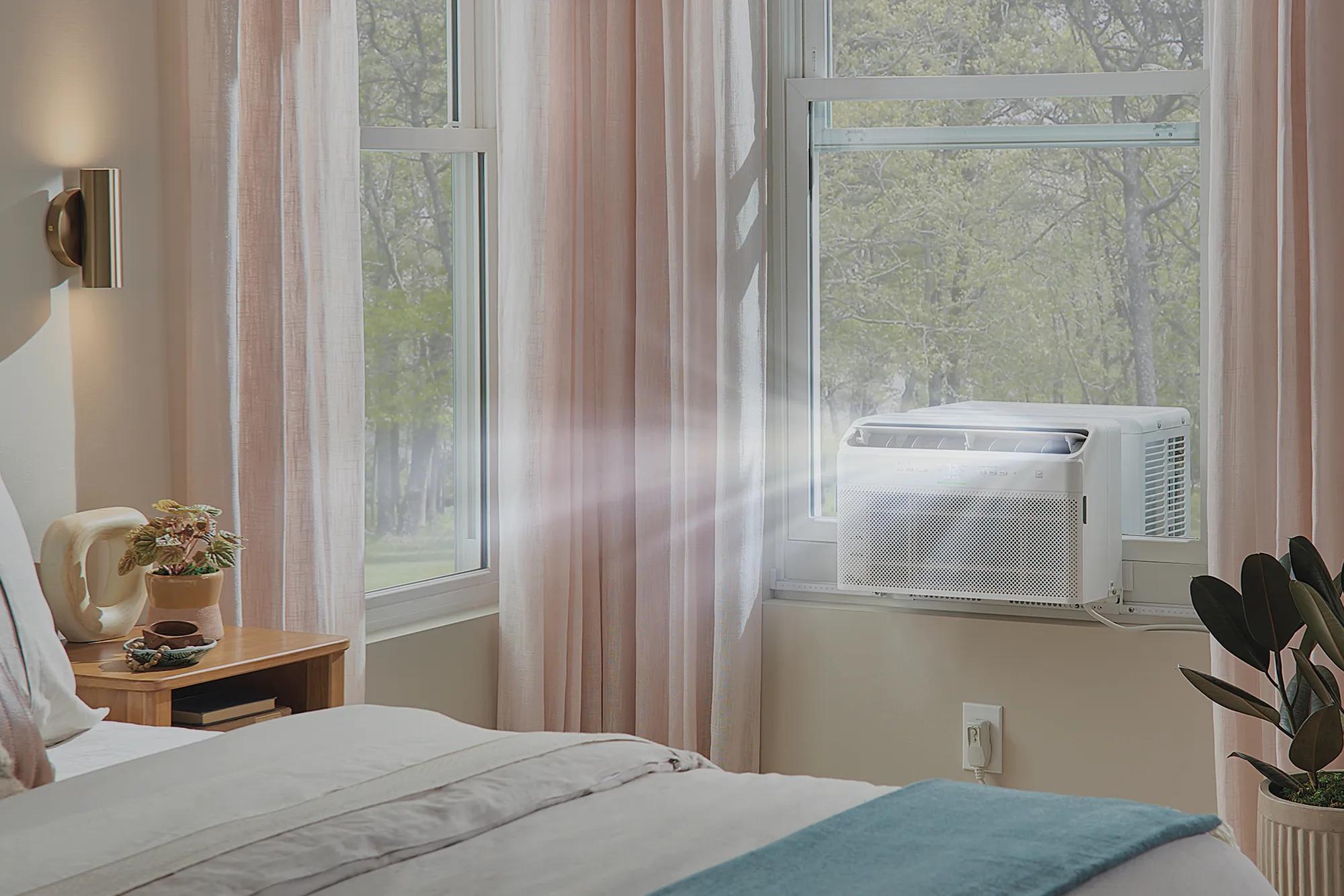 Continuously filters the air