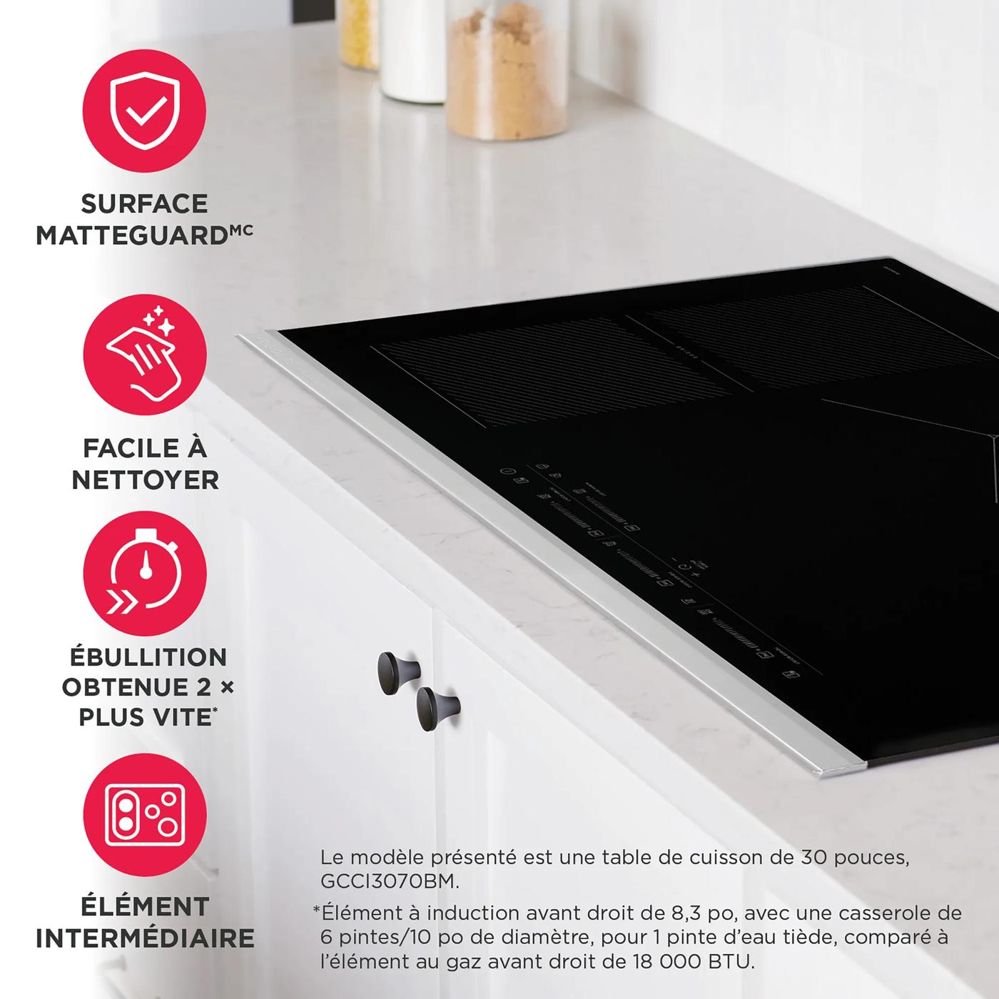 Surface de cuisson par induction de 30 po avec MatteGuard🅪  Acier inoxydable-GCCI3070BM