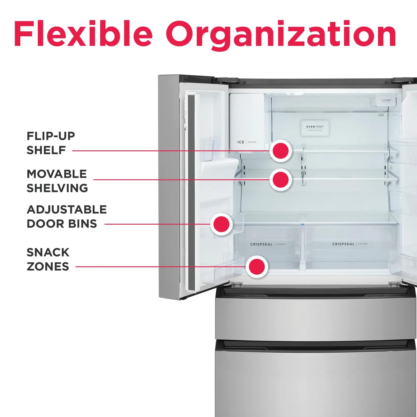 26 Cu. Ft. Standard-Depth 4-Door French Door Refrigerator Fingerprint-Resistant Stainless Steel Look-FRMS2733AV