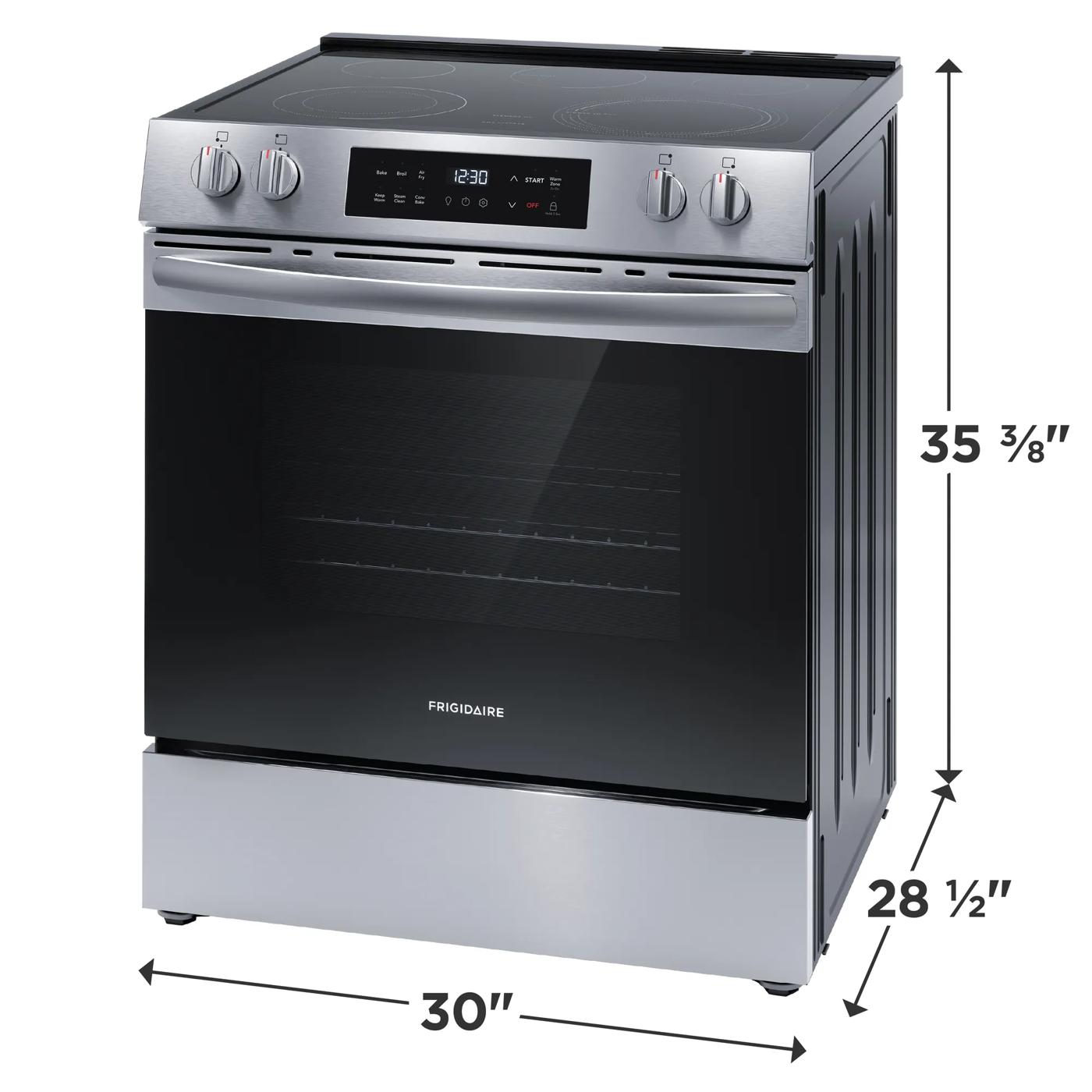 Cuisinière électrique 30 po avec commande frontale et friture à air chaud Acier inoxydable-FCFE308CBS