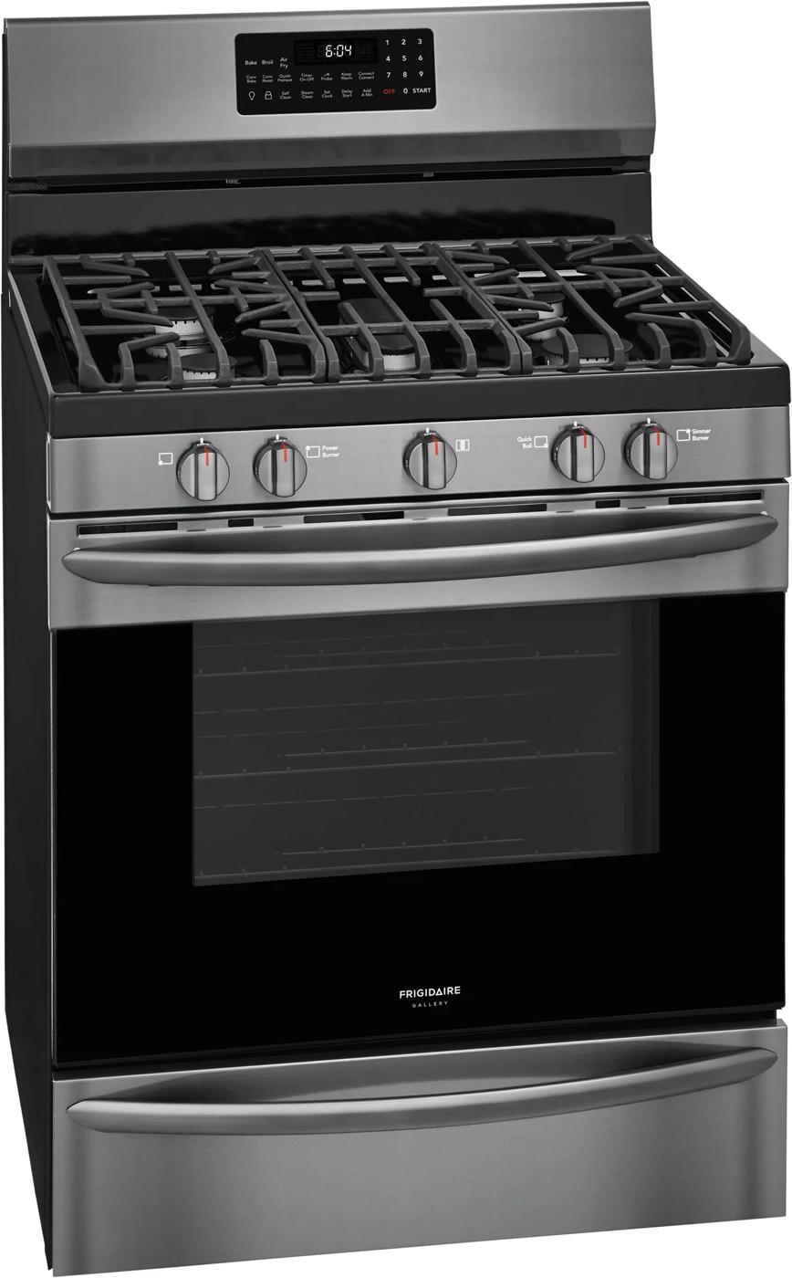 30" Freestanding Gas Range with Air Fry Black Stainless Steel-GCRG3060AD