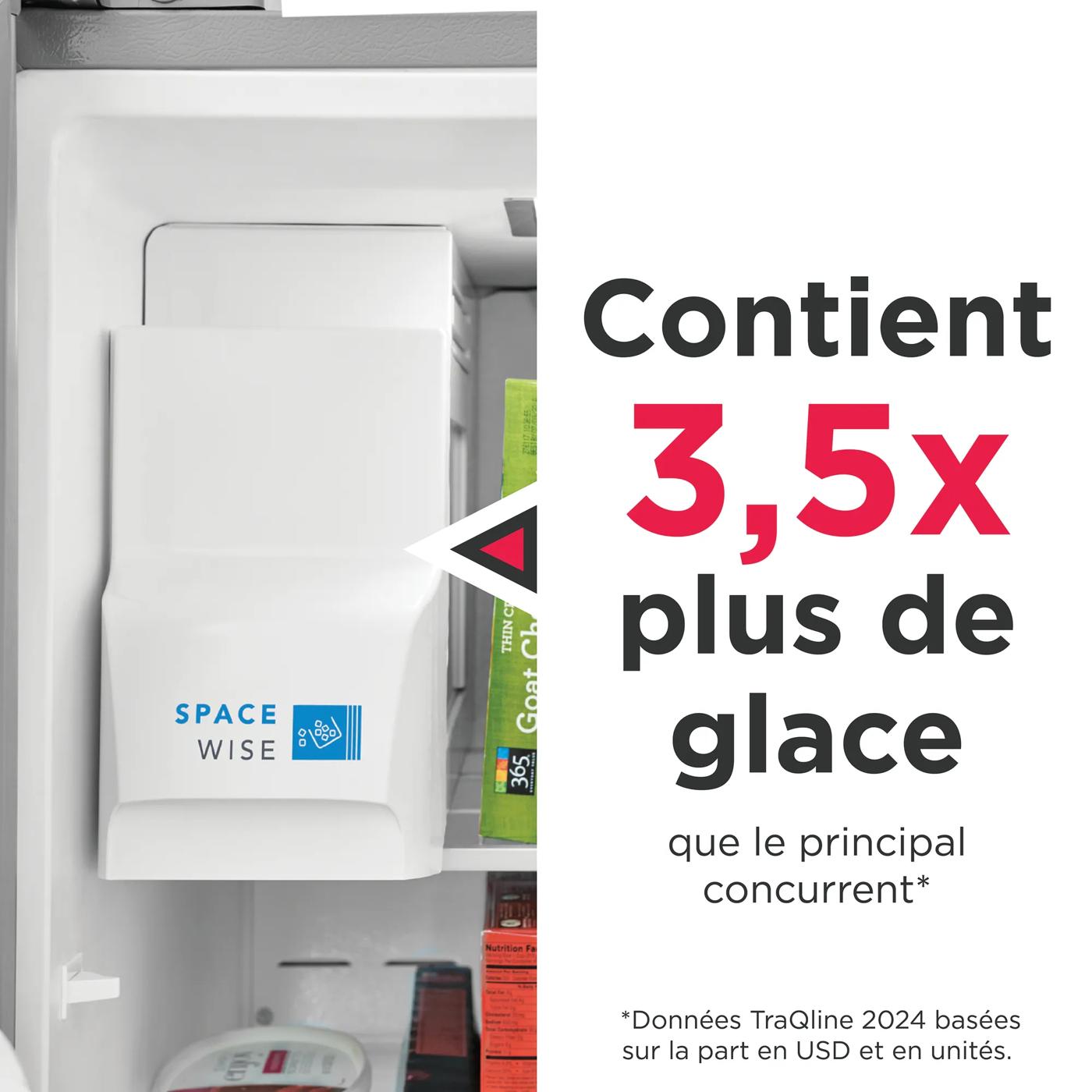 26 pi³ Réfrigérateur côte à côte profondeur standard 36 po Acier inoxydable-GRSS2652AF