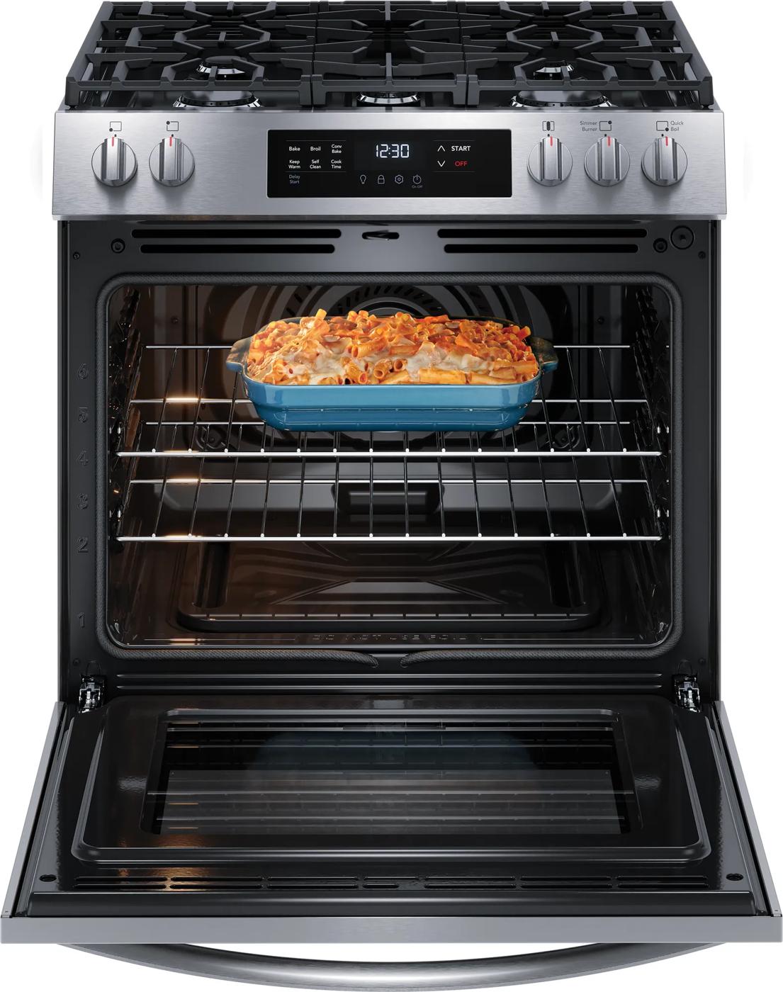 30" Front Control Gas Range with Convection Bake Stainless Steel-FCFG3083AS