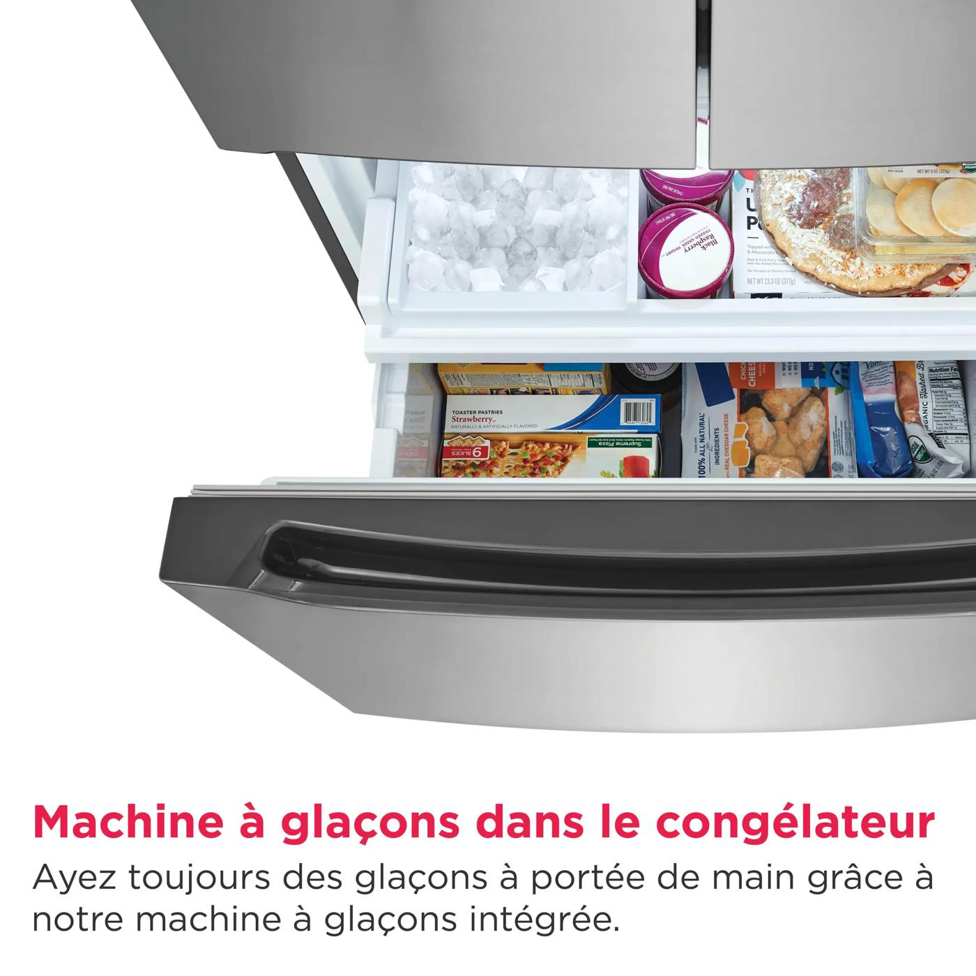 Réfrigérateur à porte française de 20 pi3 à profondeur de comptoir de Frigidaire Aspect inoxydable résistant aux traces de doigts-FRFG2033AV