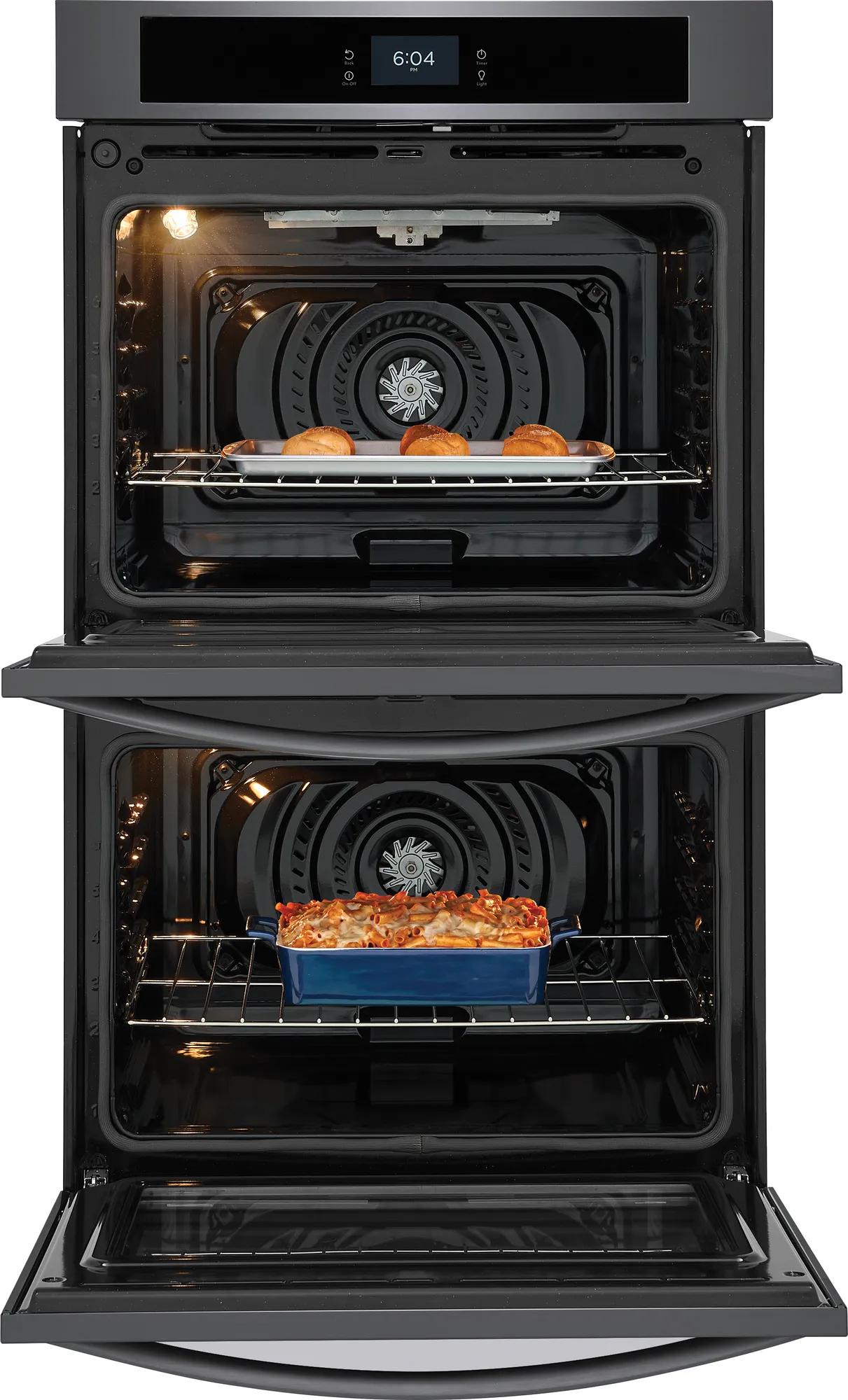 30" Double Electric Wall Oven with Fan Convection Black Stainless Steel-FCWD3027AD