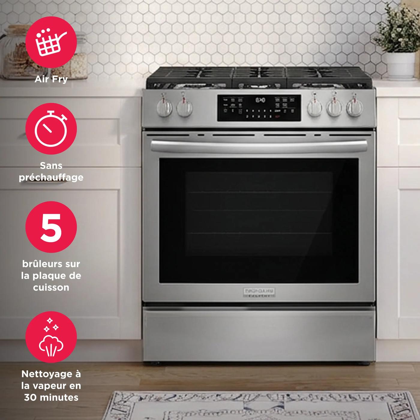 Cuisinière à gaz à commande frontale Frigidaire Gallery 30 po Acier inoxydable-GCFG3059BF