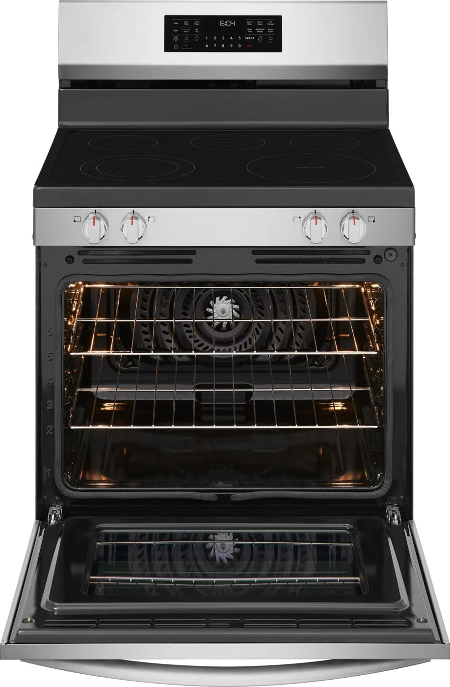 30" Rear Control Electric Range with Stone-Baked Pizza Stainless Steel-GCREC070BF