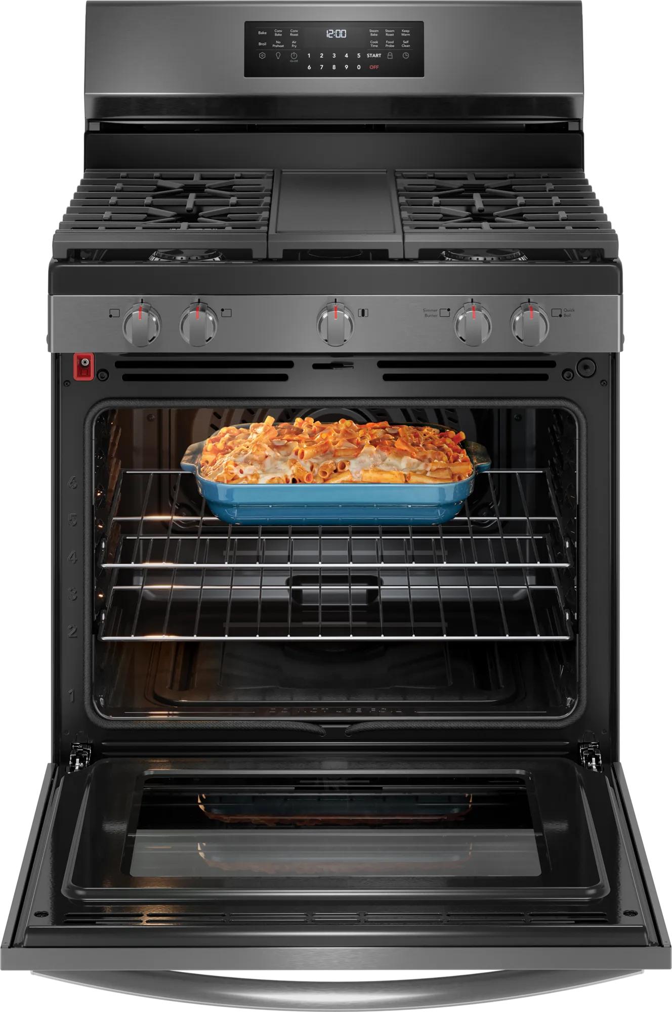 30" Rear Control Gas Range with Total Convection Black Stainless Steel-GCRG3060BD