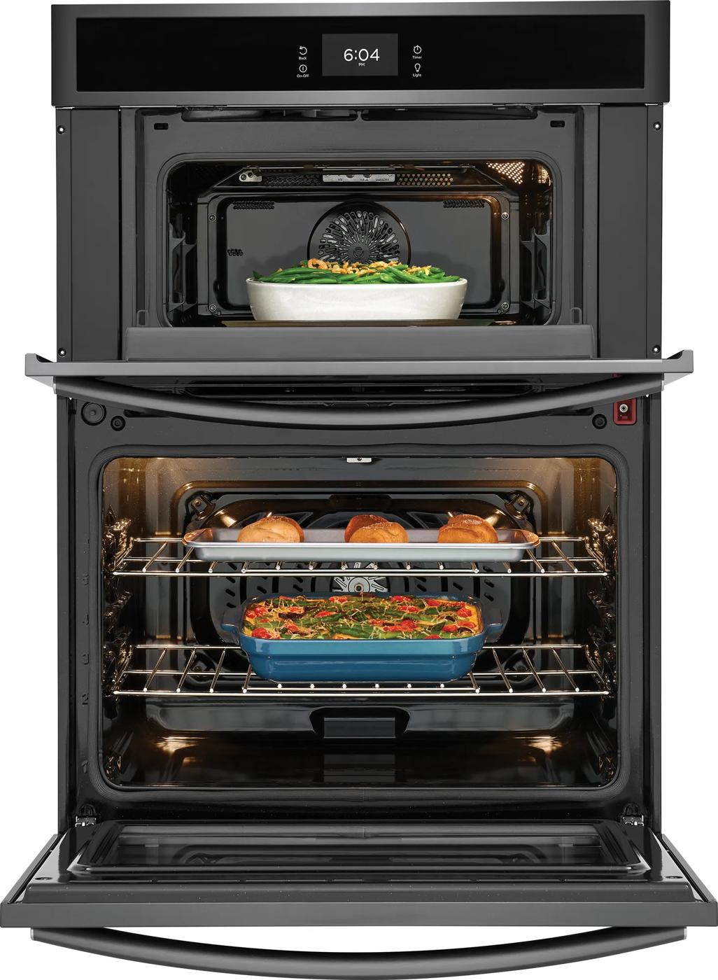 30" Electric Wall Oven and Microwave Combination Black Stainless Steel-GCWM3067AD